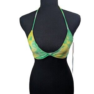 Ganni Bikini Top Kelly Green Tie-dye Recycled Polyamide Halter Size 32/0